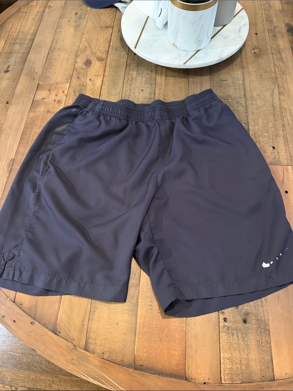 Nike Men's Athletic Shorts in dark purple with White Swoosh